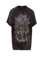Balmain Imprim Tigre-print Distressed Cotton T-shirt