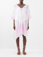 Juliet Dunn - Dhaka Printed Cotton Kaftan Dress - Womens - White Pink
