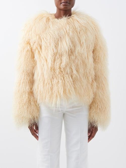 Raey - Mongolian Shearling Cropped Jacket - Womens - Yellow