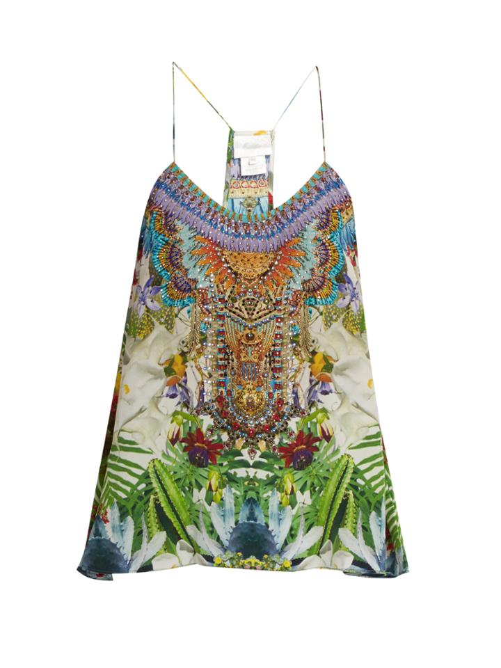 Camilla Exotic Hypnotic-print Silk Cami Top