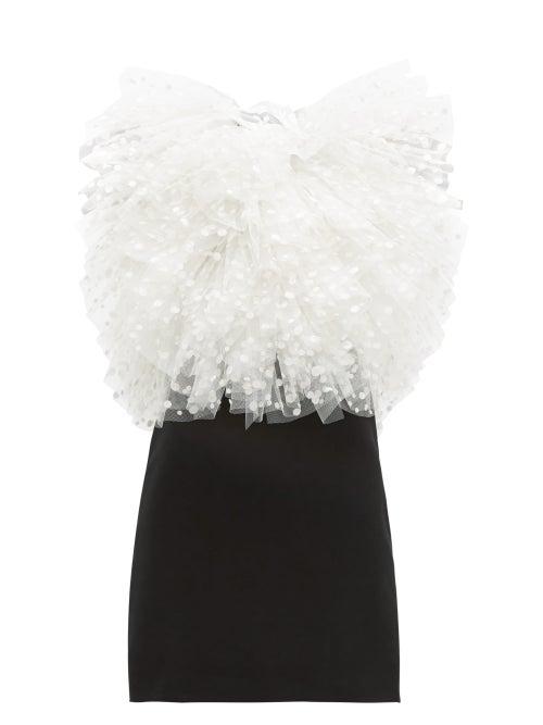 Matchesfashion.com Givenchy - Polka Dot Tulle And Velvet Mini Dress - Womens - White Black