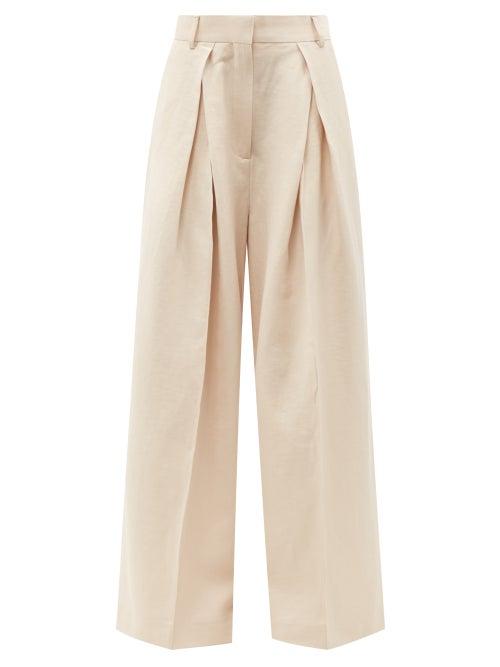 Acne Studios - Pillose Pleated Wool-blend Trousers - Womens - Ivory