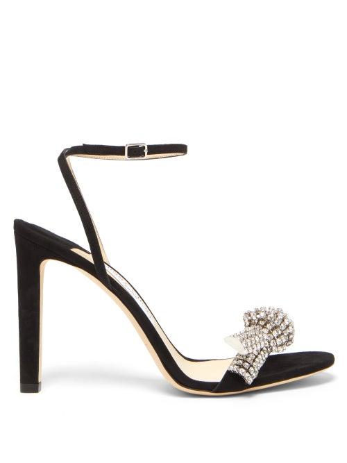 Matchesfashion.com Jimmy Choo - Thyra 100 Crystal-embellished Suede Sandals - Womens - Black