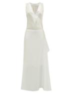Matchesfashion.com Albus Lumen - Hermosa Draped Cotton-blend Satin Dress - Womens - White