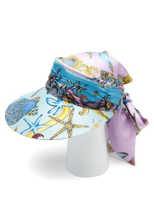 Matchesfashion.com Versace - Trsor De La Mer Silk-satin Scarf Cap - Womens - Blue Multi