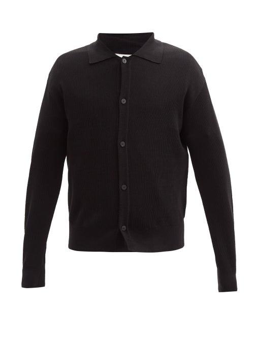 Le17septembre Homme - Spread-collar Cotton-blend Cardigan - Mens - Black
