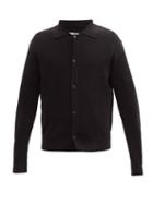 Le17septembre Homme - Spread-collar Cotton-blend Cardigan - Mens - Black