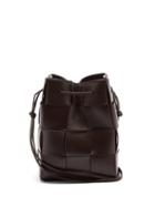 Bottega Veneta - Cassette Intrecciato Leather Bucket Bag - Womens - Dark Brown