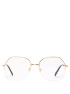 Matchesfashion.com Stella Mccartney - Oversized Half Rim Metal Glasses - Womens - Light Gold