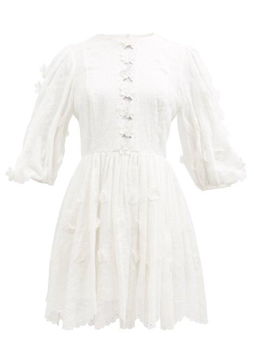 Zimmermann - Rosa Floral-embroidered Voile Mini Dress - Womens - Ivory
