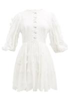 Zimmermann - Rosa Floral-embroidered Voile Mini Dress - Womens - Ivory