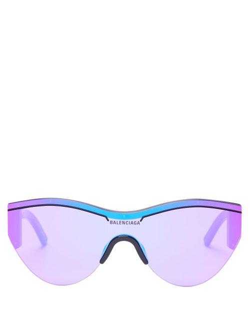 Matchesfashion.com Balenciaga - Reflective Cat Eye Sunglasses - Womens - Purple