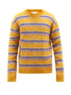 Marni - Striped Mohair-blend Sweater - Mens - Yellow Navy