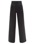 Asceno - Rivello Organic-linen Canvas Wide-leg Trousers - Womens - Black