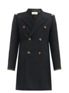 Matchesfashion.com Saint Laurent - Anchor-button Double-breasted Wool Coat - Mens - Black