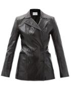 Matchesfashion.com Stand Studio - Emerina Double-breasted Faux-leather Blazer - Womens - Black