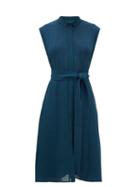 Matchesfashion.com Cefinn - Sleeveless Waist-tie Voile Midi Dress - Womens - Dark Green