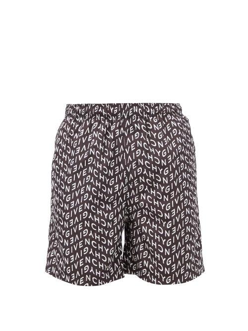 Matchesfashion.com Givenchy - Logo-print Swim Shorts - Mens - Black White