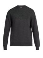 Matchesfashion.com Moncler - Crew Neck Gauge Knit Wool Sweater - Mens - Dark Grey