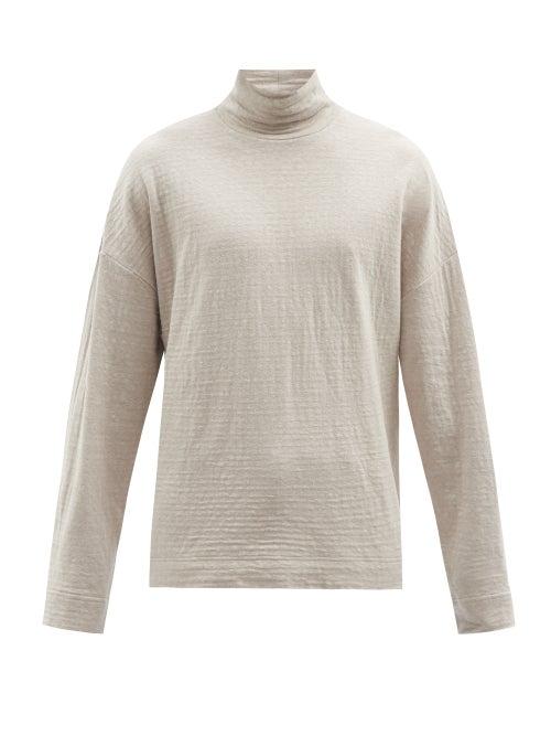 Mens Rtw Raey - Funnel-neck Long-sleeved T-shirt - Mens - Grey