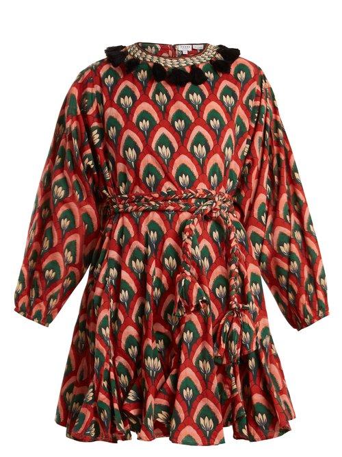 Matchesfashion.com Rhode Resort - Ella Floral Print Tie Waist Cotton Dress - Womens - Red Multi