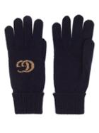 Gucci - Logo-jacquard Cashmere-blend Gloves - Mens - Navy Multi