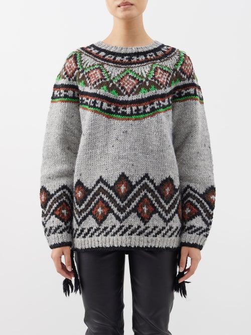 Junya Watanabe - Fair Isle-intarsia Wool Sweater - Womens - Grey Multi