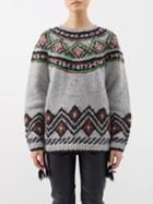 Junya Watanabe - Fair Isle-intarsia Wool Sweater - Womens - Grey Multi