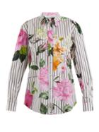 Off-white Striped Floral-print Cotton Shirt