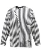 E. Tautz - Lineman Foldover-neck Striped Cotton-poplin Shirt - Mens - Blue White