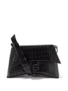 Balenciaga - Downtown Crocodile-effect Leather Shoulder Bag - Womens - Black