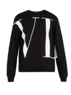Matchesfashion.com Valentino - Vltn Logo Print Cotton Blend Sweatshirt - Mens - Black
