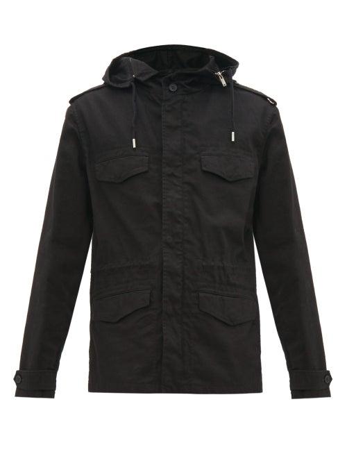 Matchesfashion.com Saint Laurent - Logo Patch Cotton Blend Twill Parka - Mens - Black