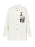 Matchesfashion.com Raf Simons - Photographic Print And Logo Patch Denim Shirt - Mens - White