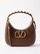 Valentino Garavani - Stud Sign Leather Shoulder Bag - Womens - Dark Brown