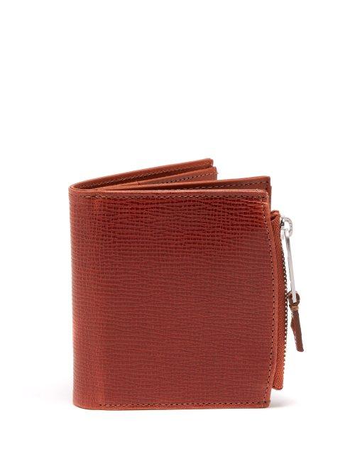 Matchesfashion.com Maison Margiela - Label Tab Grained Leather Bi Fold Wallet - Mens - Brown