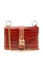 Matchesfashion.com Chlo - Aby Croc-embossed Leather Shoulder Bag - Womens - Brown