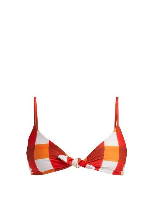 Matchesfashion.com Mara Hoffman - Carla Dejeuer Print Knot Front Bikini Top - Womens - Orange Multi