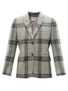 Ladies Rtw Thom Browne - Check Wool-twill Shrunken Blazer - Womens - Grey
