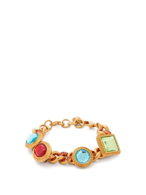 Matchesfashion.com Versace - Crystal Embellished Curb Chain Bracelet - Womens - Multi