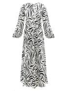 Matchesfashion.com Issimo X Loretta Caponi - Belted Zebra-print Silk-charmeuse Dress - Womens - Animal