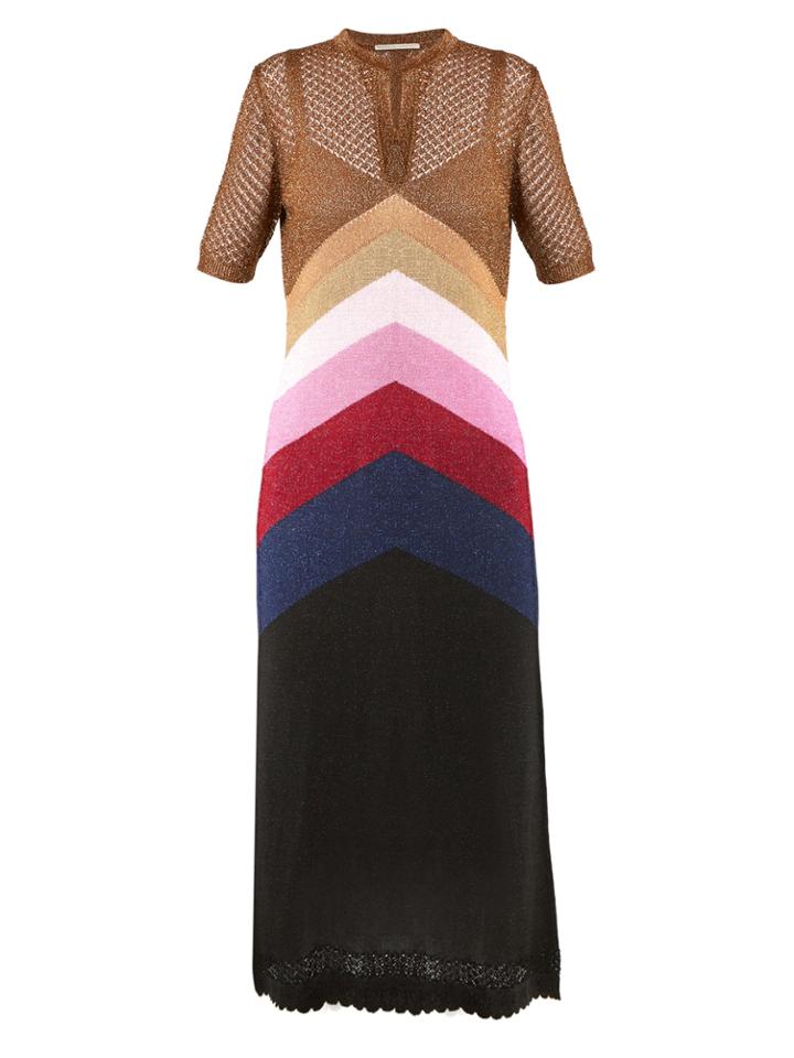 Marco De Vincenzo Striped Lurex-knit Midi Dress