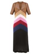 Marco De Vincenzo Striped Lurex-knit Midi Dress