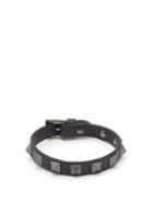 Matchesfashion.com Valentino - Rockstud Embellished Leather Bracelet - Mens - Black