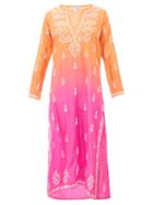 Matchesfashion.com Juliet Dunn - Ombr Sequin Embroidered Silk Kaftan - Womens - Orange Multi