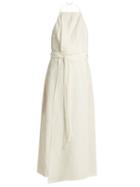 Matchesfashion.com Raey - Split Skirt Linen Halterneck Dress - Womens - Ivory