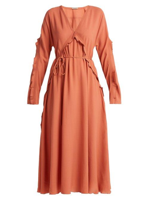 Matchesfashion.com Bottega Veneta - Ruffle Trimmed Silk Dress - Womens - Mid Pink