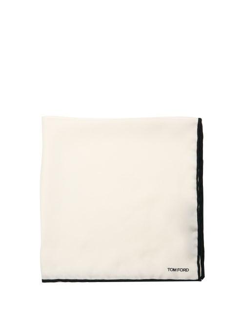 Mens Accessories Tom Ford - Logo-print Silk Pocket Square - Mens - White Black