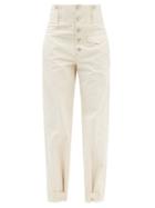 Isabel Marant - Darlena High-rise Button-cuff Cotton Trousers - Womens - Ivory