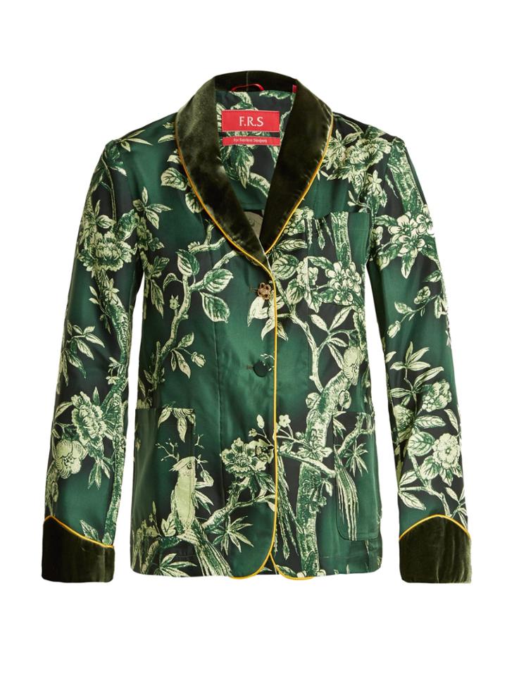 F.r.s - For Restless Sleepers Persefone Velvet-trimmed Silk-twill Pyjama Shirt